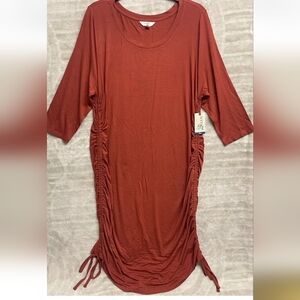 Terra & Sky Rust Orange Ruched Dress NWT